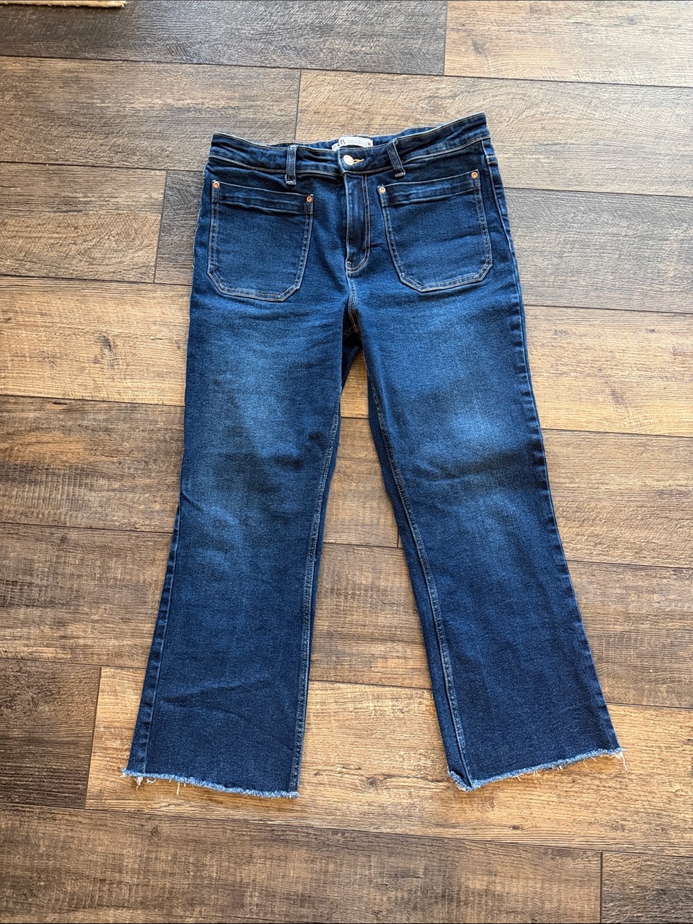 Dark Blue Womens Cropped‎ Raw-Hem cropped  Jeans